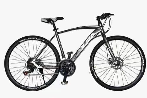 27 inch Road Bike 21 Speed Carbon Steel Disc Brake Bike GREY