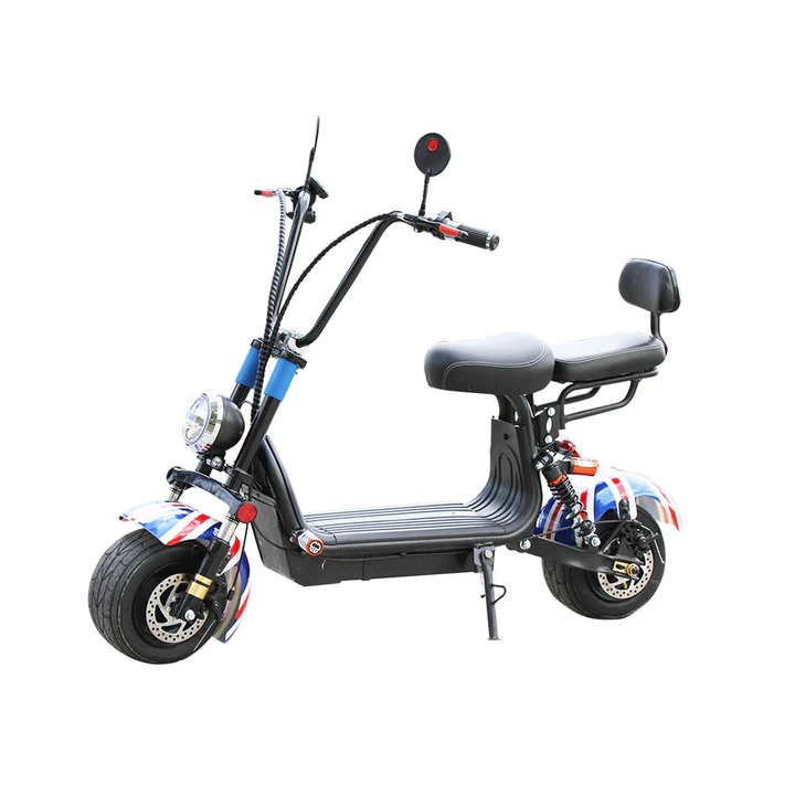 Crony Small Harley Two Seat Big Tire Electric Scooter UK Flag