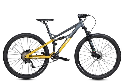 JAVA Furia Dual Suspension 29 inch Mountain Bike grey ywllow